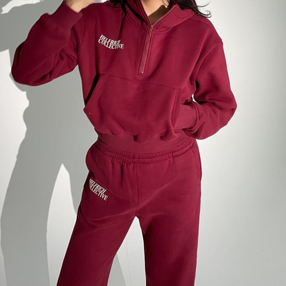 Helfrich Collective Red 1/4 Zip Cropped Hoodie